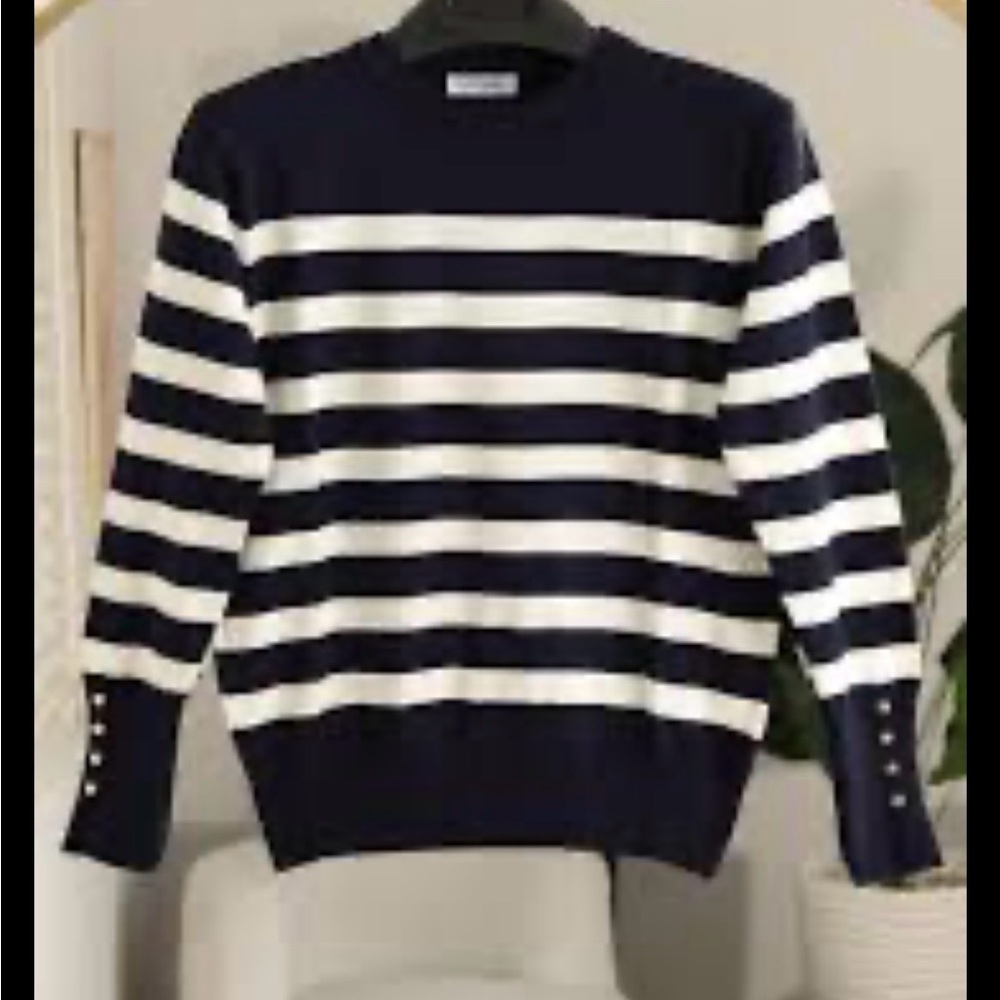 0091–NWT Navy and White Striped Sweater